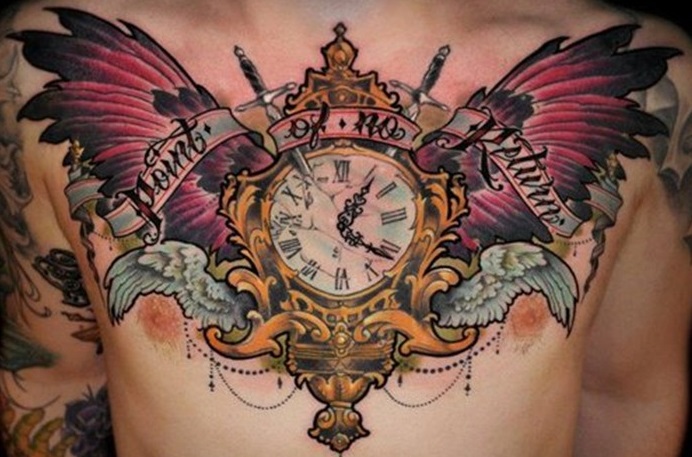 chest-tattoos-clock-montage