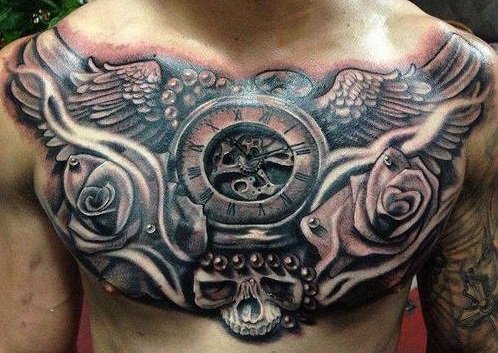 chest-tattoos-clock