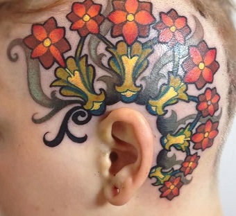 head-tattoo-floweral