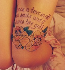 leg-tattoos-quote-roses
