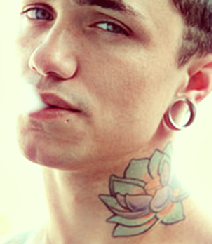 neck-tattoos-flower-color