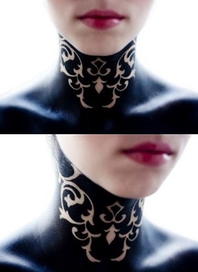 neck-tattoos-women-baroque-siloette