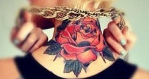 neck-tattoos-women-rose