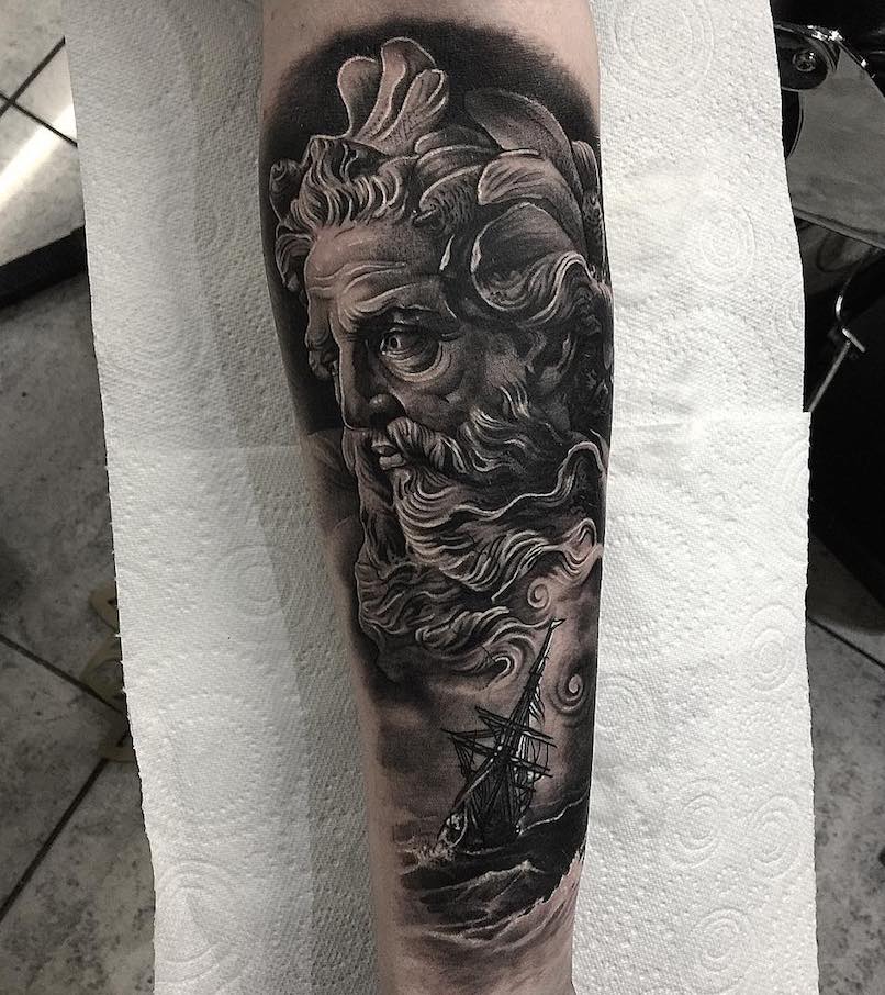 Poseidon tattoo Aaron King