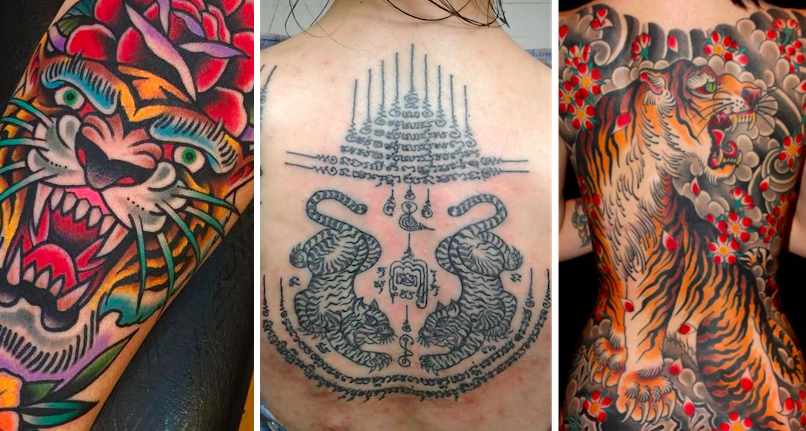 American, Thai, Japanese Tiger Tattoos