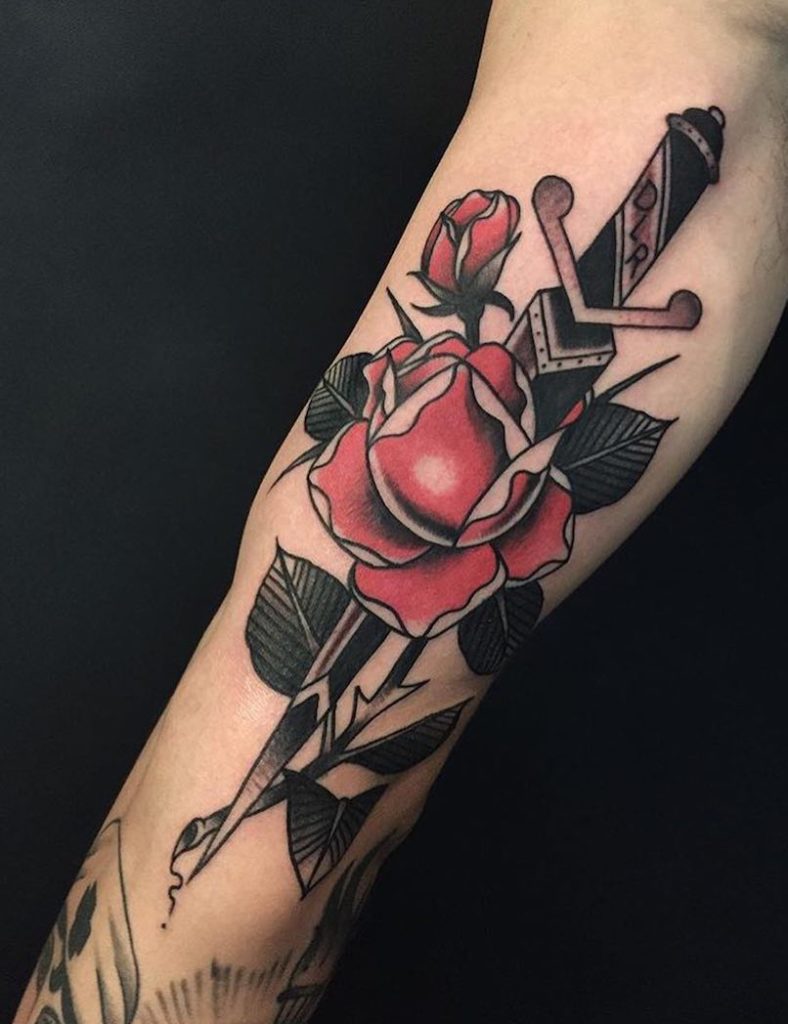 Dagger tattoo by Derick Montez