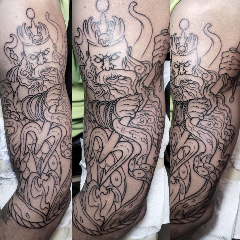 Poseidon tattoo by Fredd Cheetham 