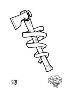 Axe with Banner Tattoo Design