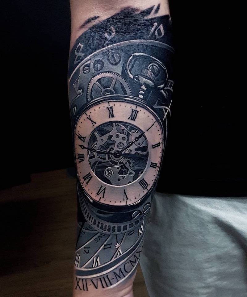 Clock Tattoo by ATA Ink
