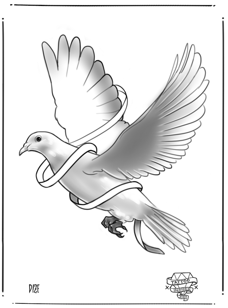 White Dove Spreading its Wings Tattoo Design – Tattoos Wizard Designs