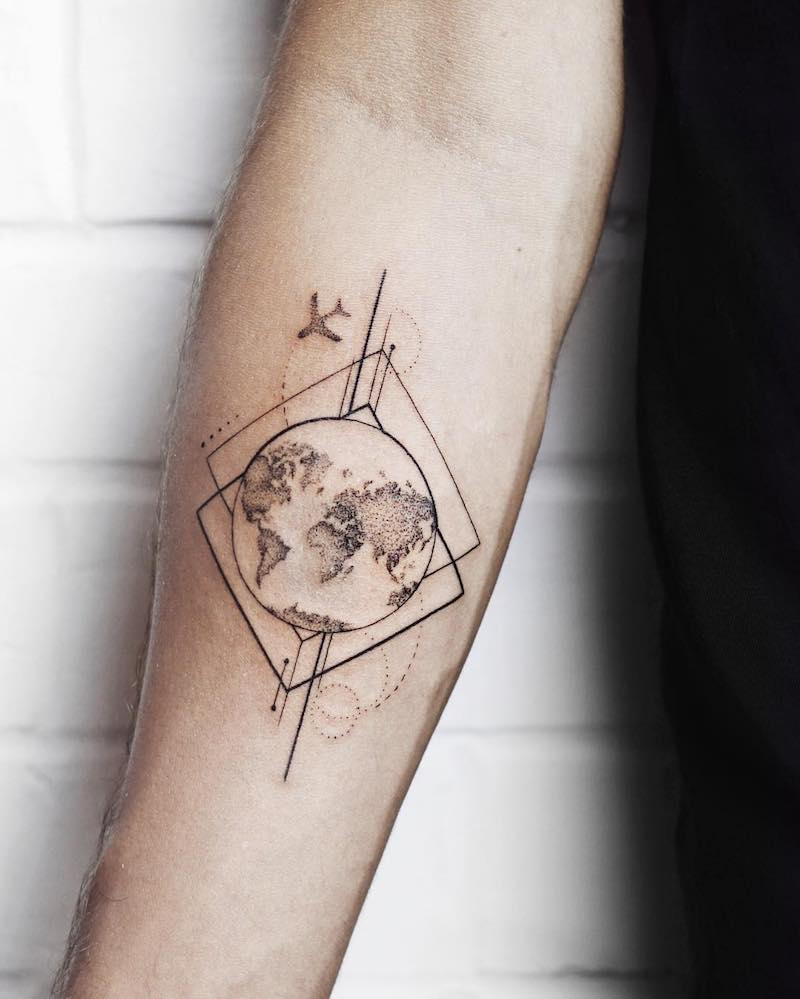 Planet Earth Tattoo by Anastasia Martynova