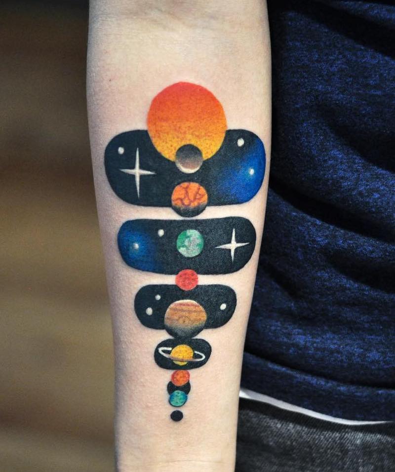 Planets Tattoo by David Peyote