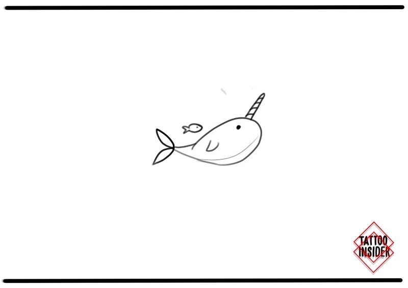 small tattoos- Small Narwhal Tattoo Design