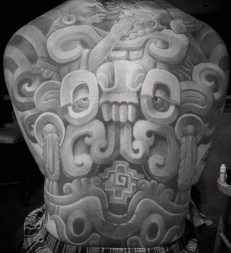 Back Aztec Tattoo by Antonio Mejia