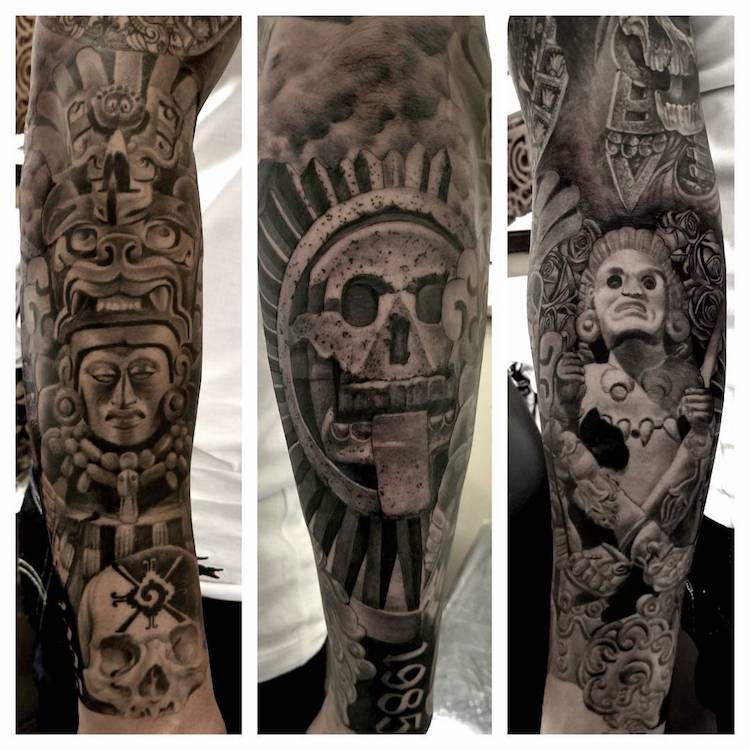 Mayan Aztec Tattoo by Freddy Negrete