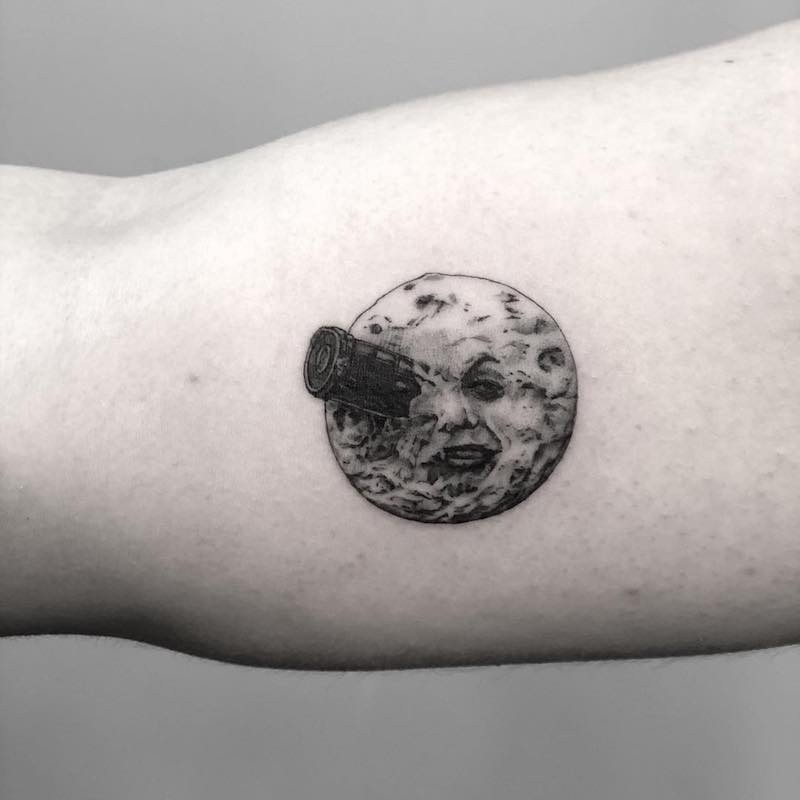 A Trip To The Moon Small Tattoo by Evan Tattoo