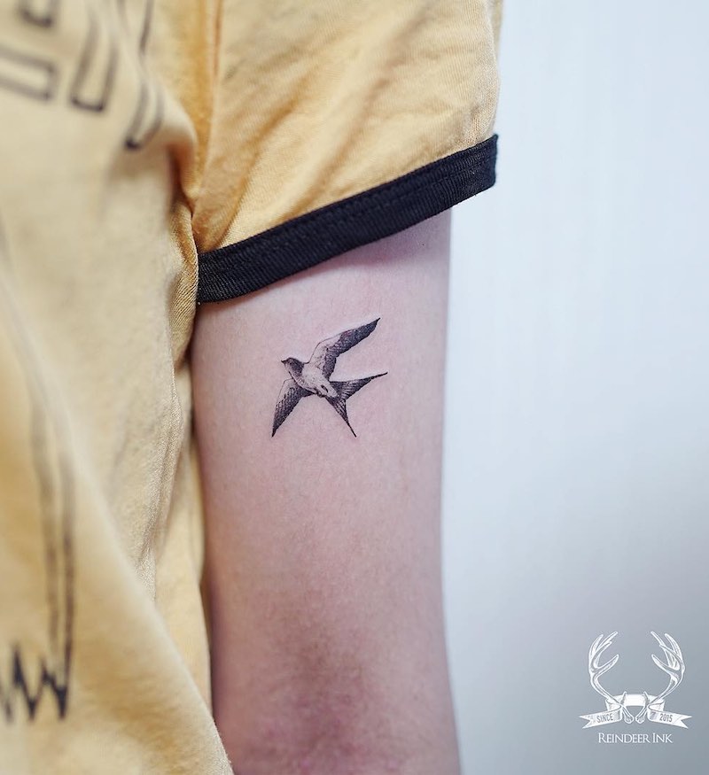 Bird Small Tattoo by Reindeer Ink