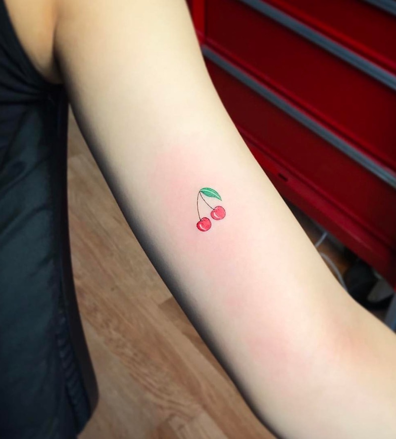 Cherry Small Tattoo by Jay Shin