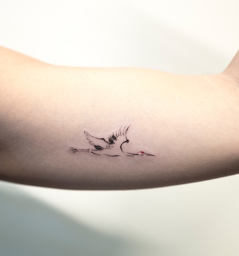 Crane Small Tattoo by Hongdam