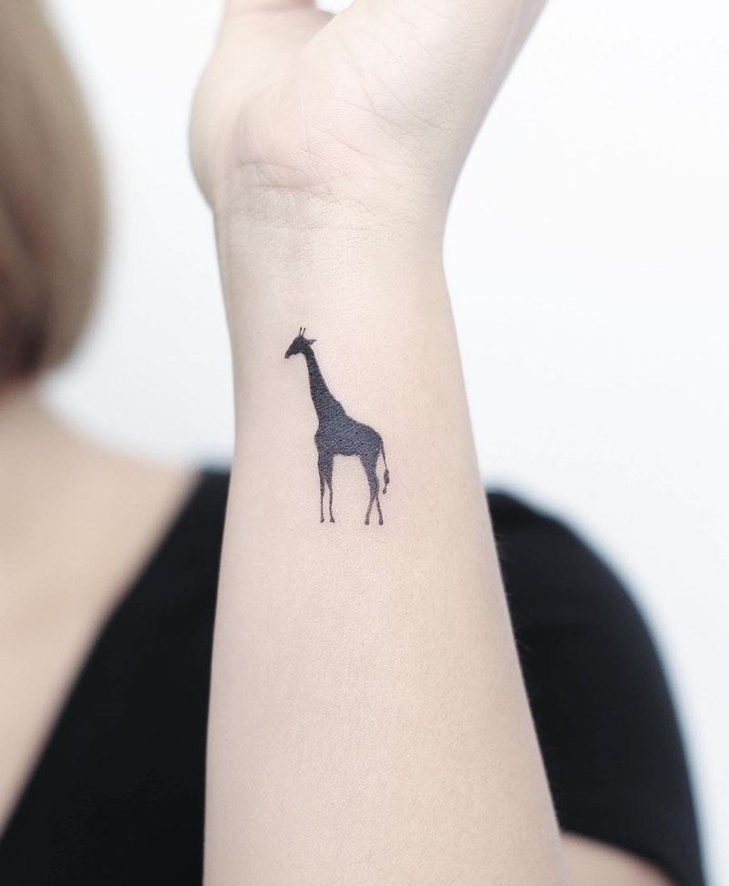 Giraffe Small Tattoo by Hello Tattoo Wing