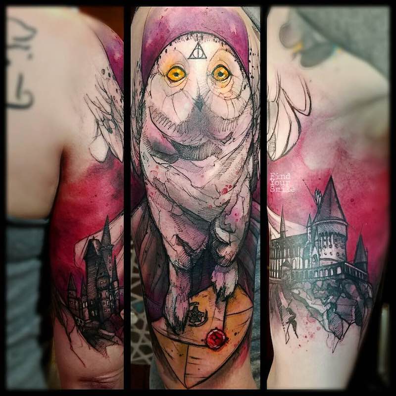 Hedwig Owl Tattoo by Russell Van Schaick