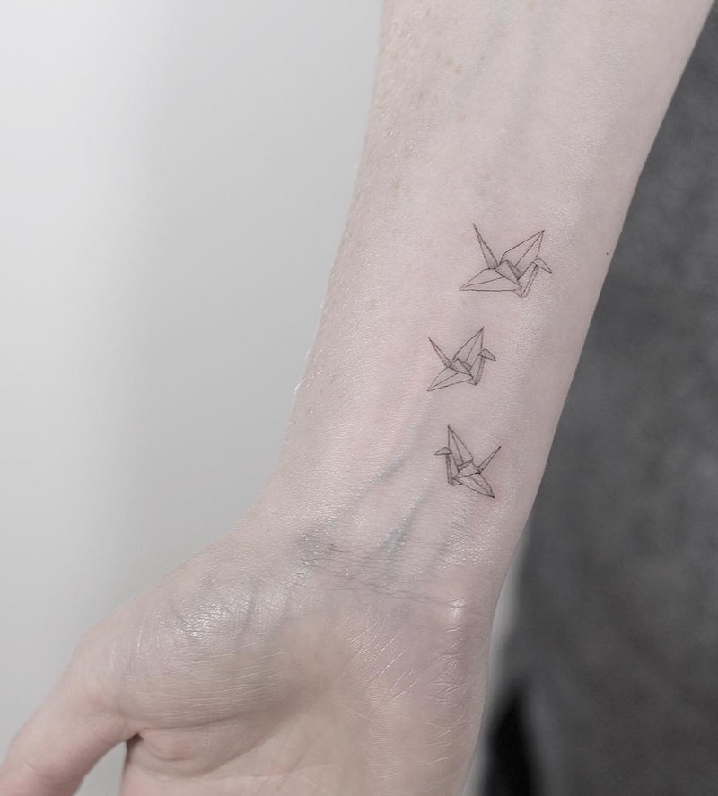 Origami Small Tattoo by Lindsay April