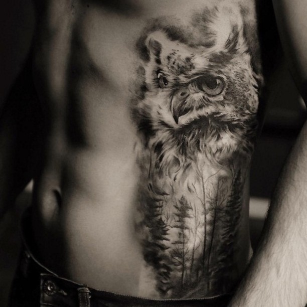 Owl Tattoo by Evgeniy Borsch