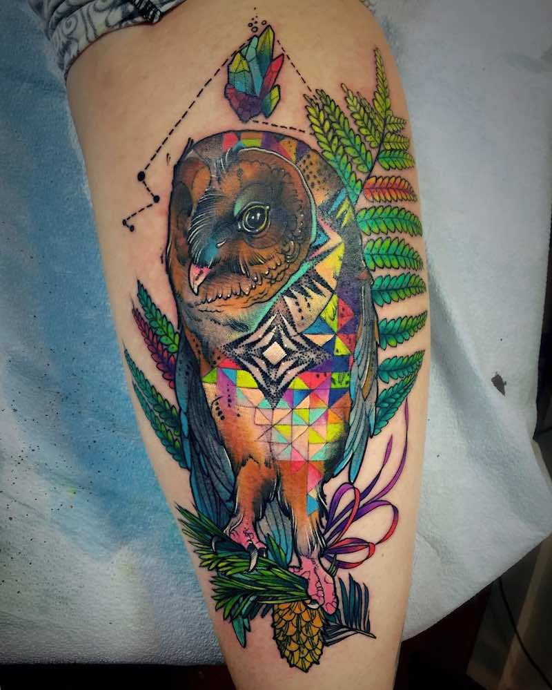 Owl Tattoo by Katie Shocrylas