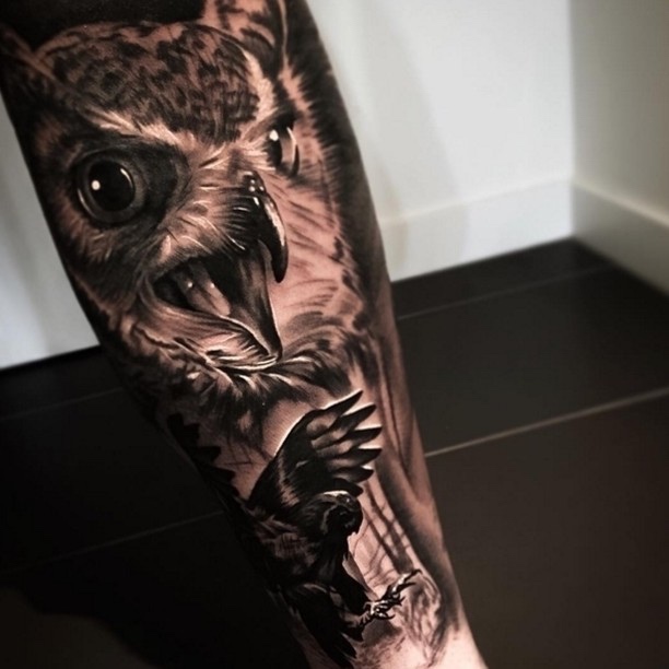 Owl Tattoo by Levi Barnett