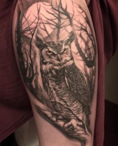 Owl Tattoo by Mikey Carrasco
