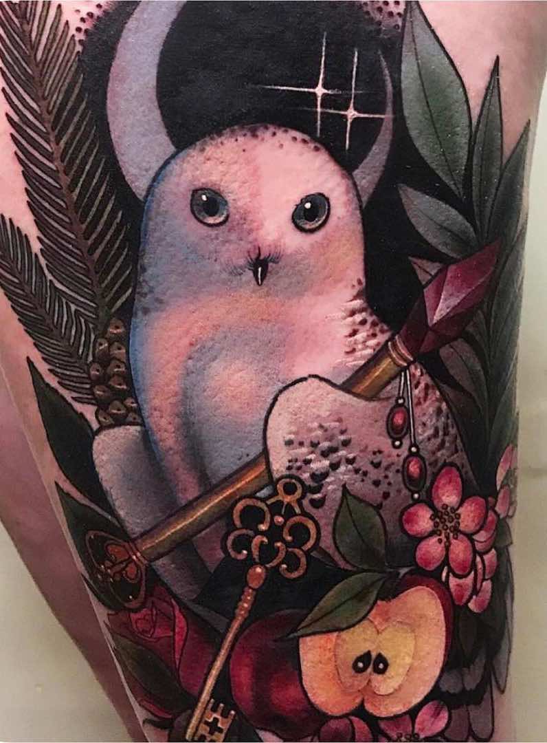 Owl Tattoo by Miryam Lumpini