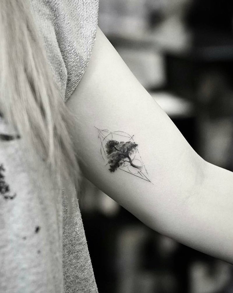 Tree Small Tattoo by Dragon