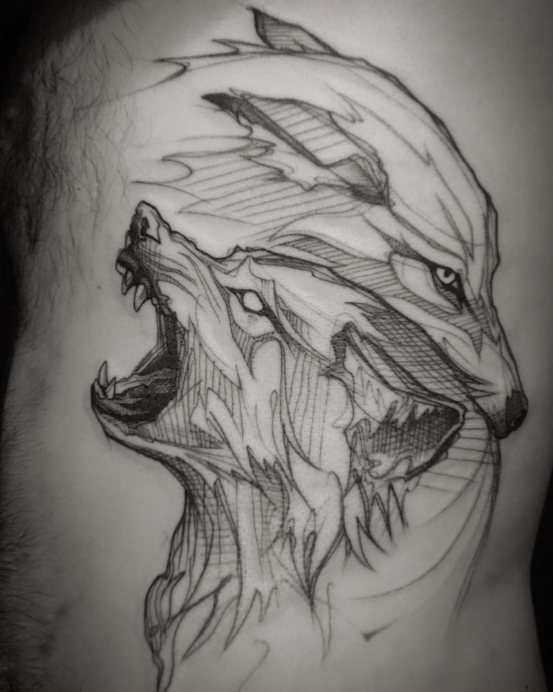 Wolf Tattoo by L'oiseau