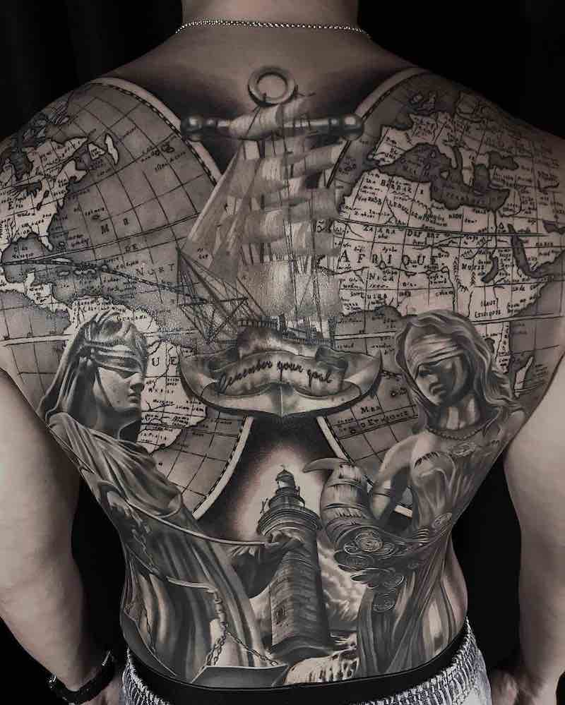 Back Anchor Tattoo by Alan Jiang