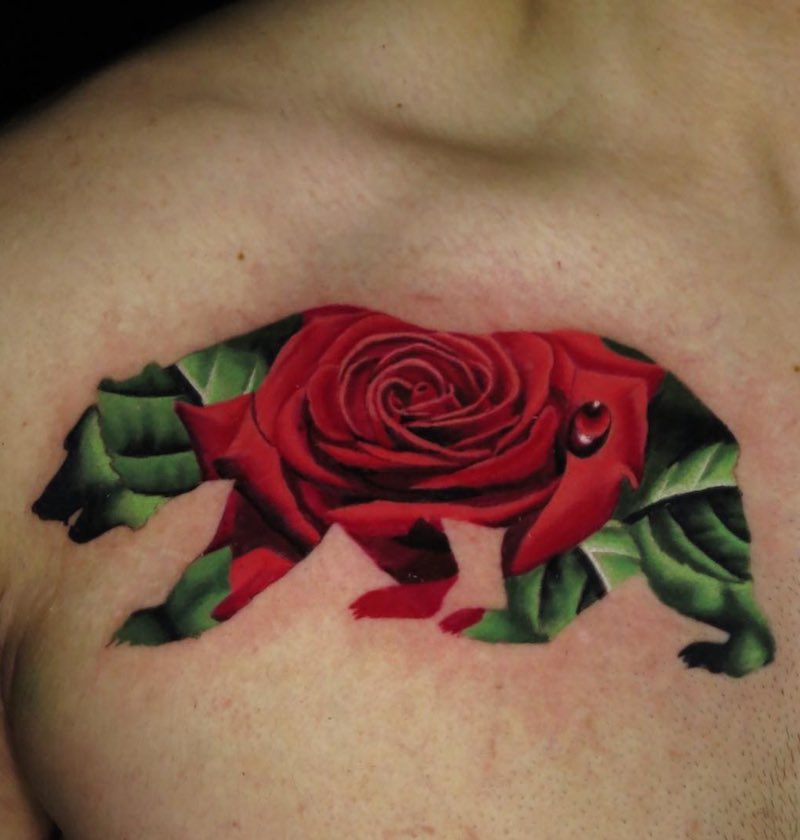 Bear Rose Tattoo by Jose Guevara Morales