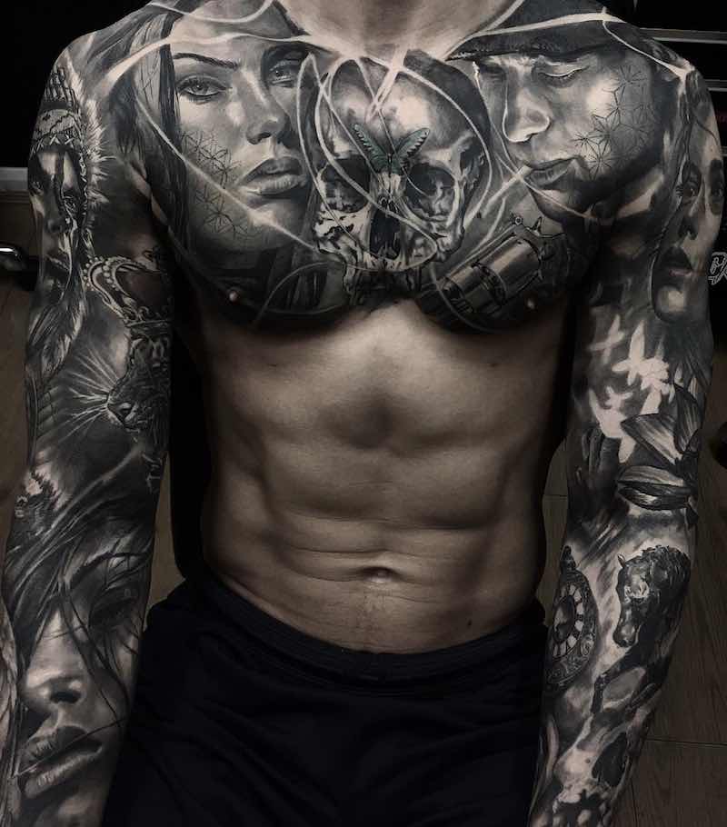 Chest Piece Tattoo by Adem Senturk