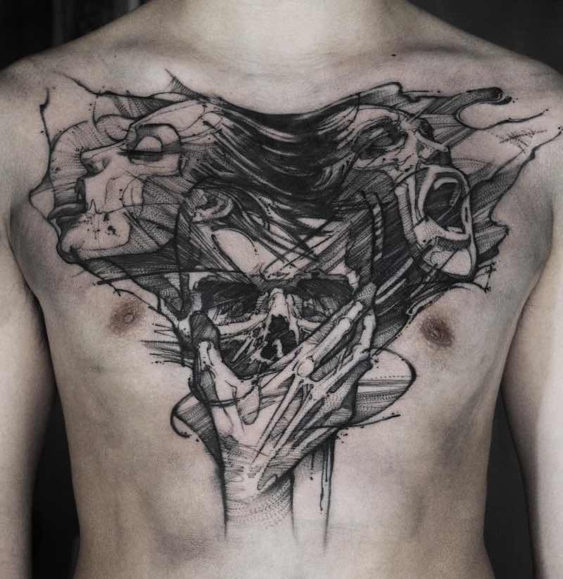Chest Piece Tattoo by G Ghost