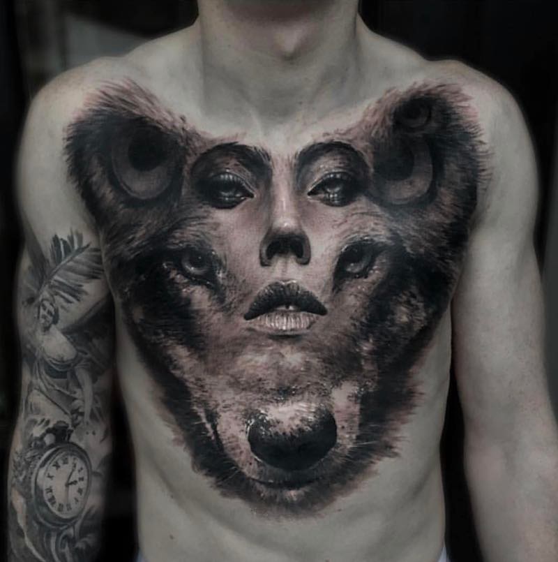 Chest Piece Tattoo by Jak Connolly-