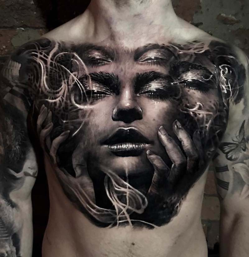 Chest Piece Tattoo by Jak Connolly