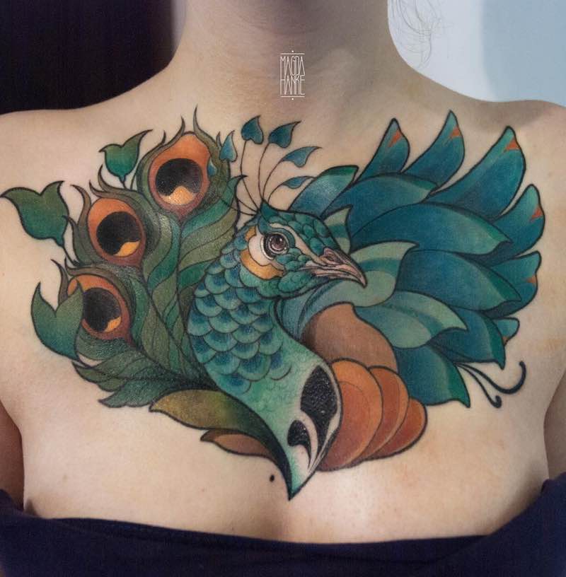 Chest Piece Tattoo by Magda Hanke