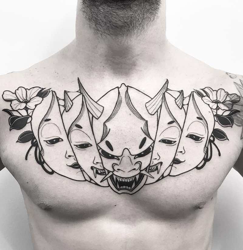 Chest Piece Tattoo by Oscar Hove