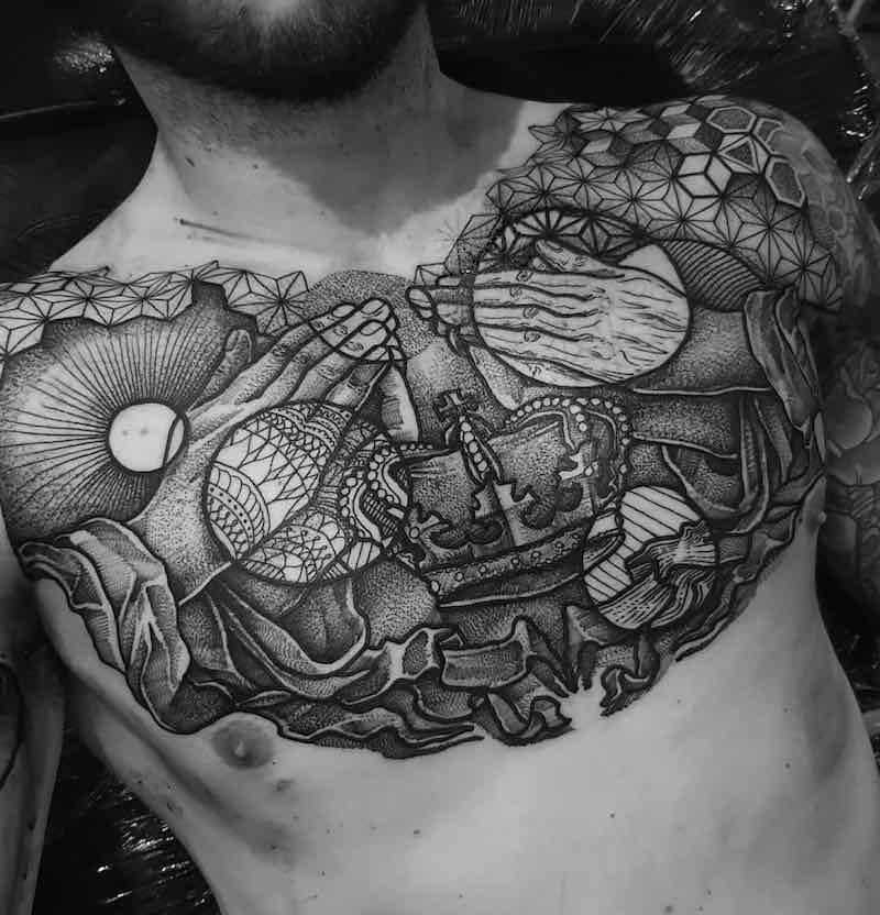 Chest Piece Tattoo by Paul Davies