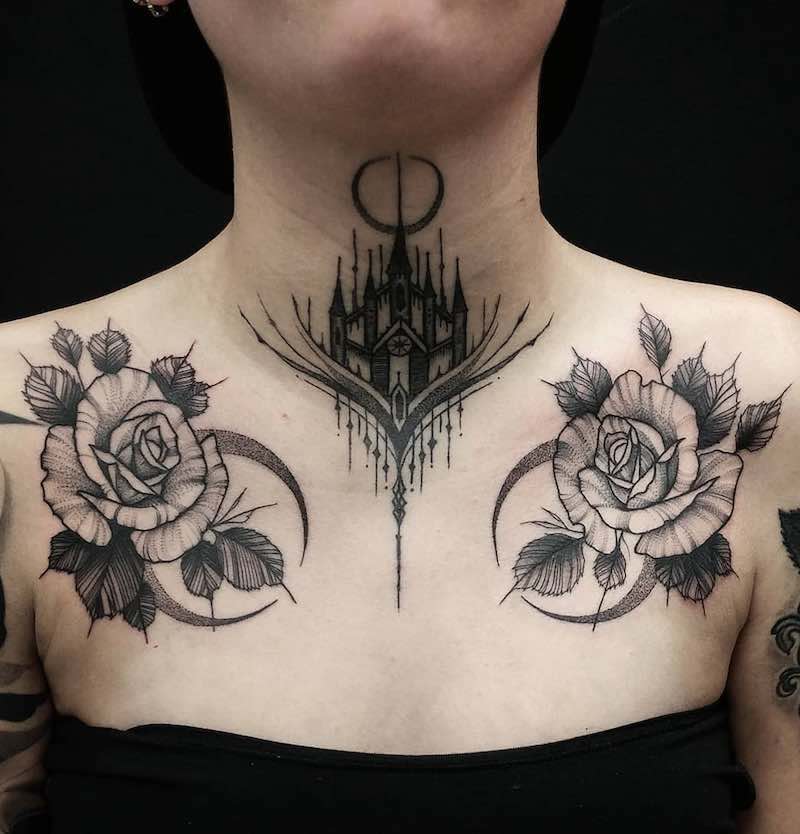Chest Piece Tattoo by Thomas E
