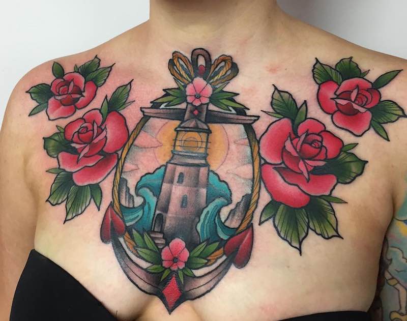 Chest Piece Tattoo by Tilly Dee