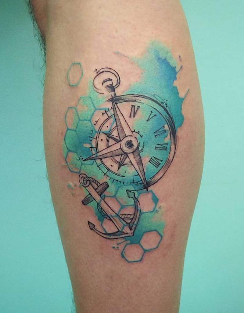 Compass and Anchor Tattoo by Sku Plux