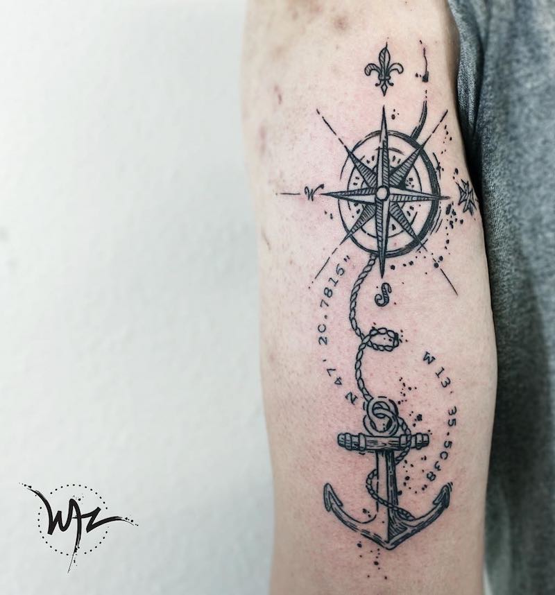 Compass and Anchor Tattoo by WAZ