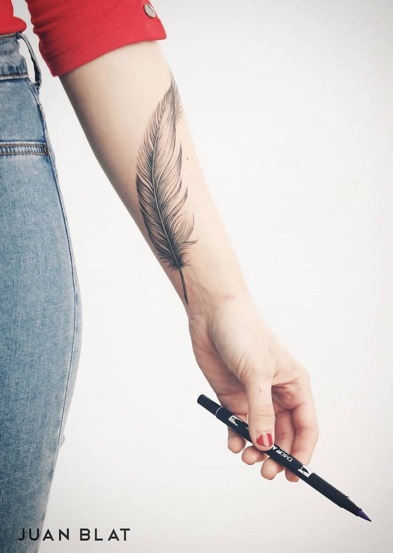 Feather Tattoo by Juan Blat Tatuajes Valencia