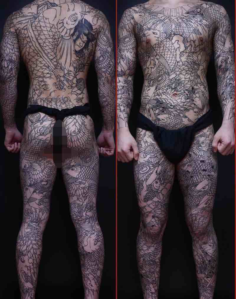 Full Body Suit Koi Tattoo by Uigu Lee