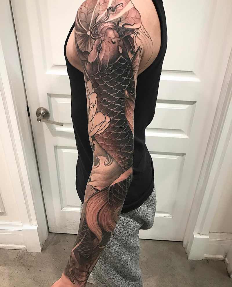 Koi Tattoo Sleeve by Danny Chronicink