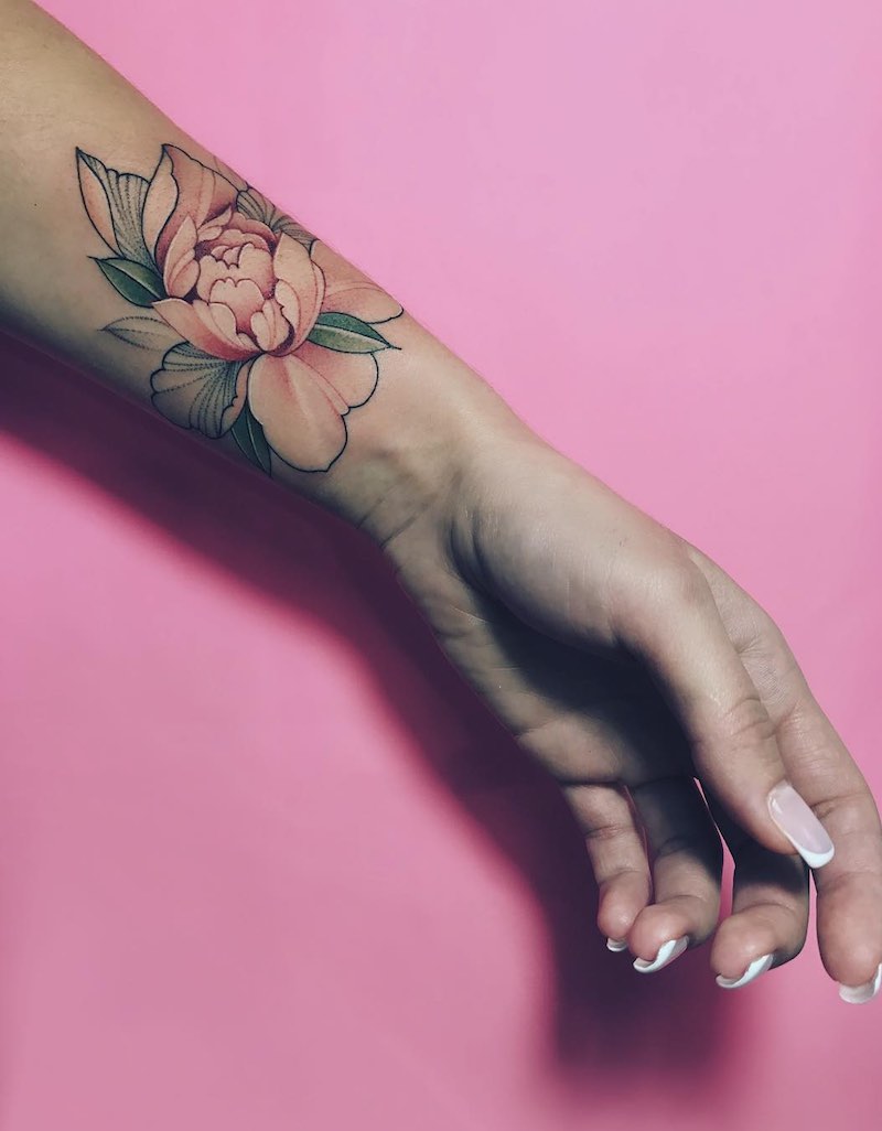 Peony Tattoo by Nora Ink